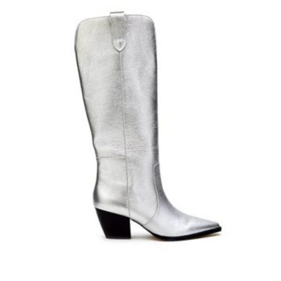 Matisse silver leather western style boot with stacked 2 1/4“ heel - Picture 2 of 4